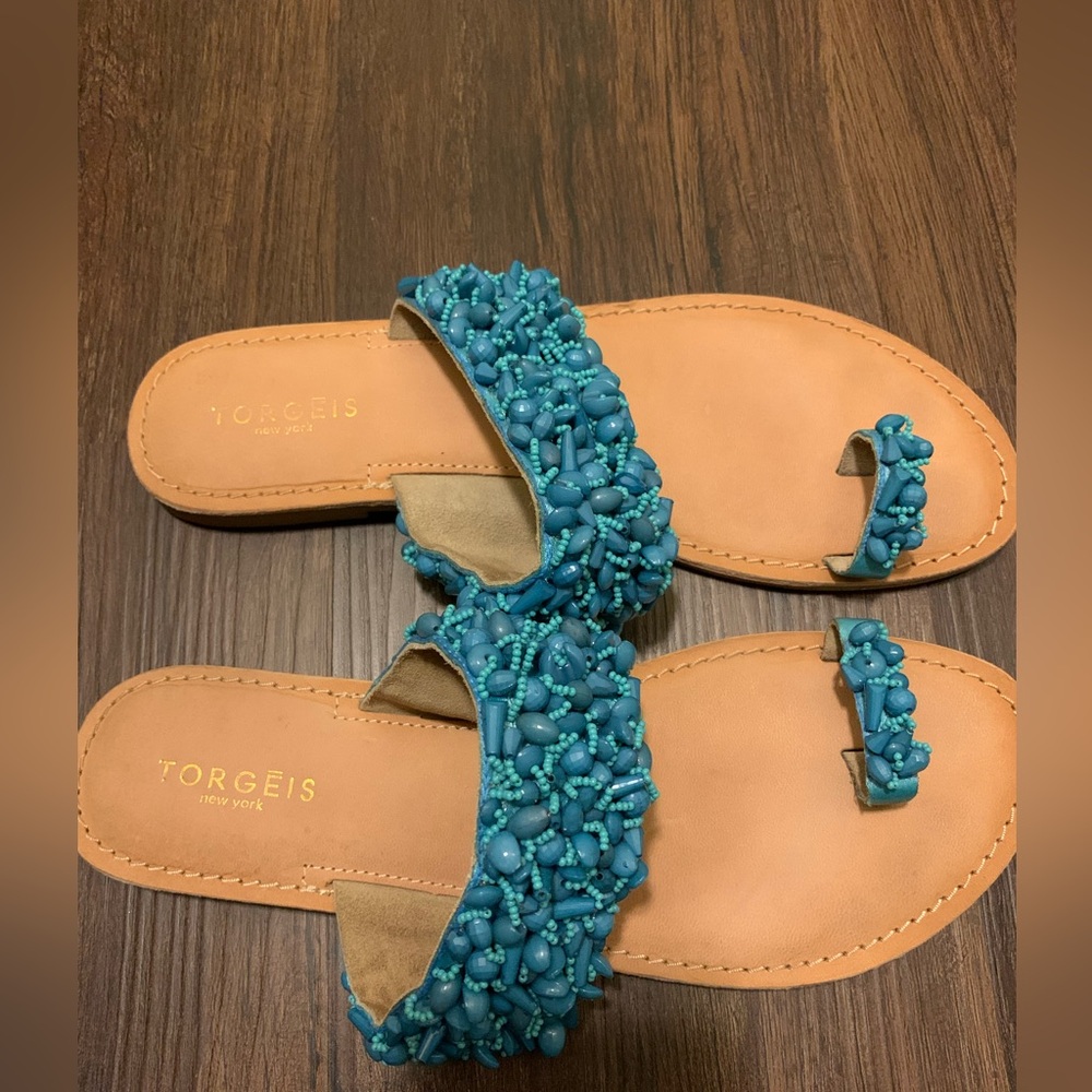 Torgeis Flat Toe Ring Sandal Blue - image 3